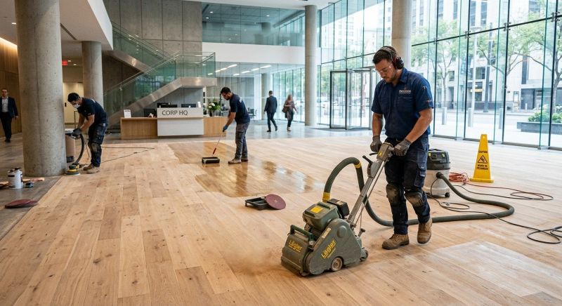 Our team working on Wood Floor Service projects in Westerville, OH