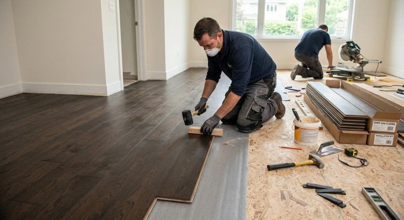 Dark Wood Floor Installation in Westerville, OH